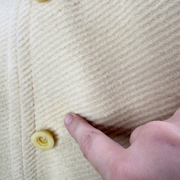 Vintage 60s Swing Coat Fur Collar Double Breasted Cream Union Tag Glam FLAWS - Picture 7 of 16